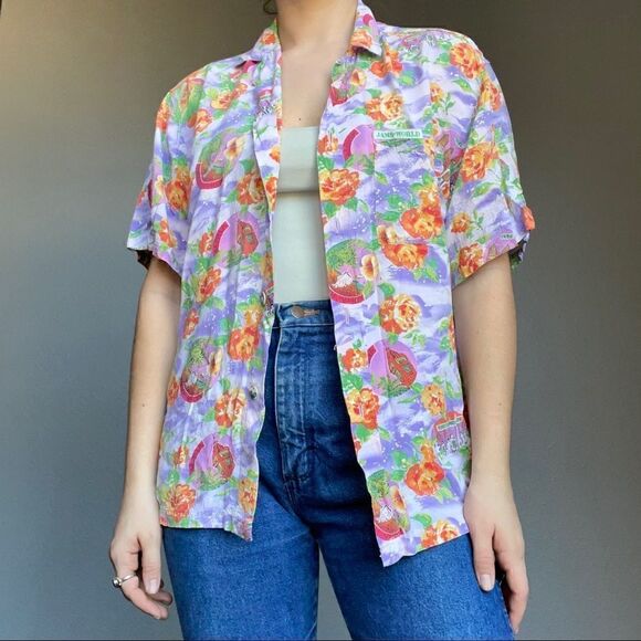 COPY - Vintage Women’s Jams World Hawaiian Floral Tropical Purple Button Up Blo… - Picture 11 of 12